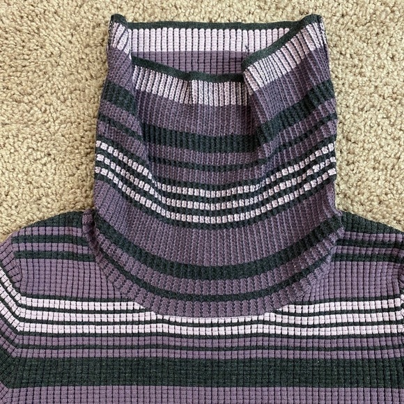 𝅺Etcetera Women’s Purple Grey Knit Turtleneck Knee Length Sweater Dress sz S - Picture 8 of 10